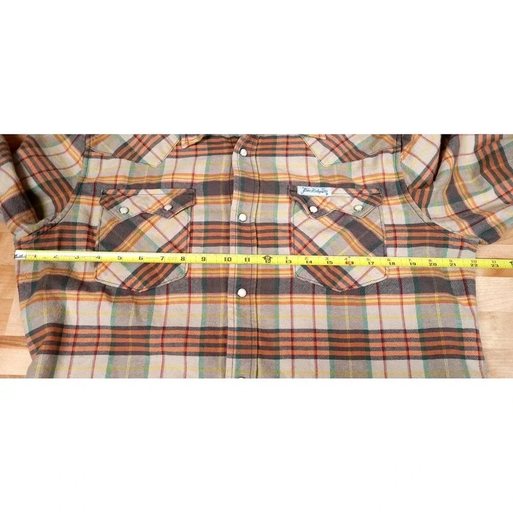True Religion Shirt Men‎ Tag Size 2XL Fits Large Beige Plaid Pearl Snap